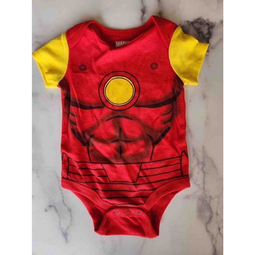 Marvel boys 3-6 month one piece bodysuit red yellow superhero excellent conditio